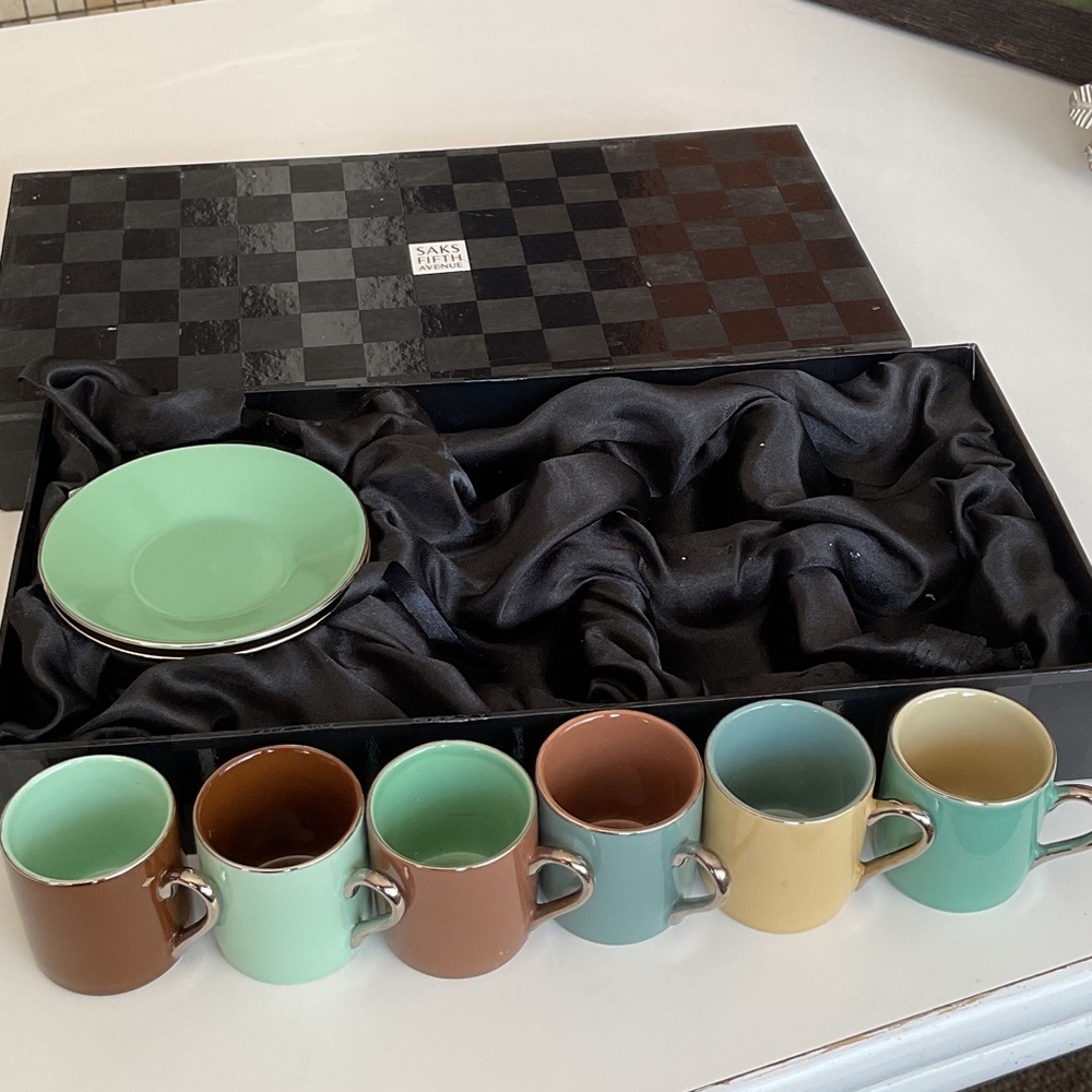 Saks Fifth Avenue Multicolor Espresso Mug Set. NWT - Picture 3 of 10